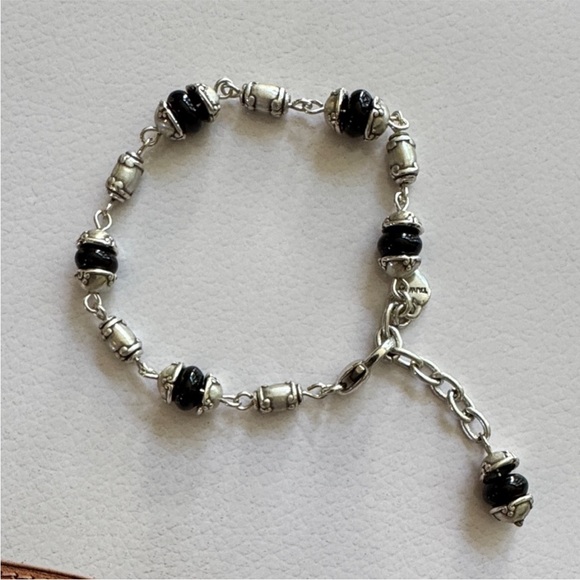 🩶 BRIGHTON BRACELET RETIRED BLACK & SILVER WITH STATIONS - Picture 5 of 15
